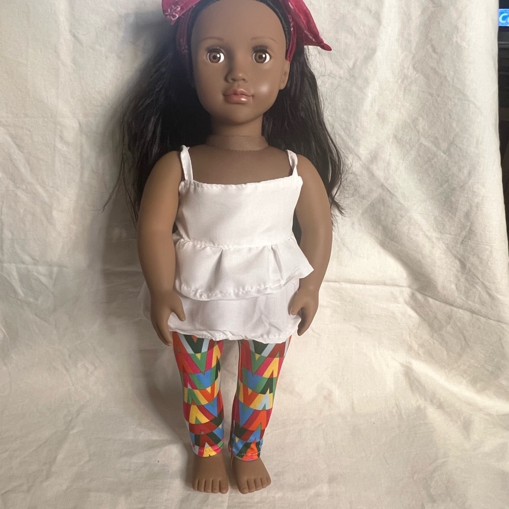 White Tank Top with Leggings and Headband for Dolls